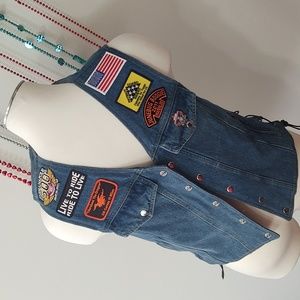 Unik Denim Biker Vest w Patches XL